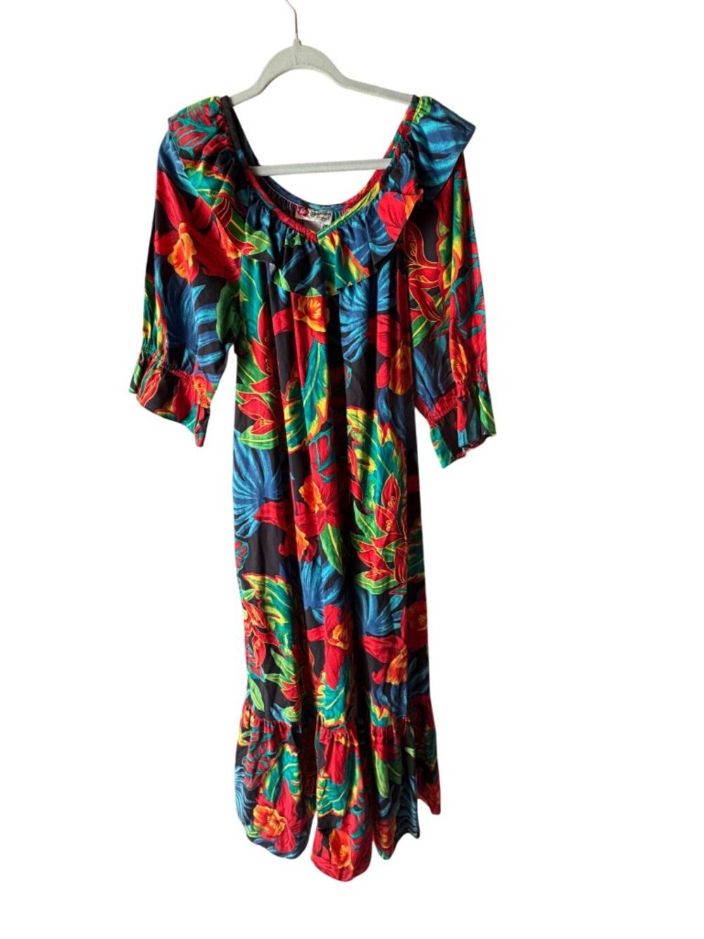 Hilo Hattie Hawaiian Original Womens Floral Maxi Dress Size L Multicolor Cotton - Picture 2 of 12
